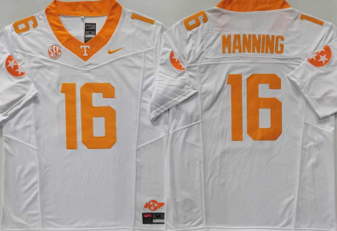 Men's Tennessee Volunteers Manning #16 White Jersey